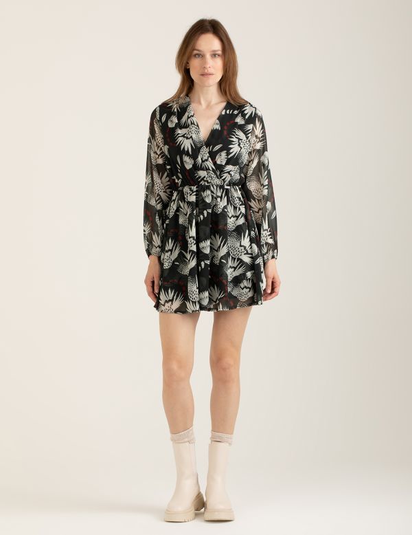 All-over printed georgette long sleeve dress