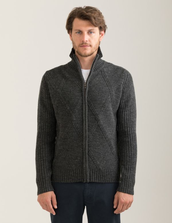 Full zipper standing collar sweater fineness 5